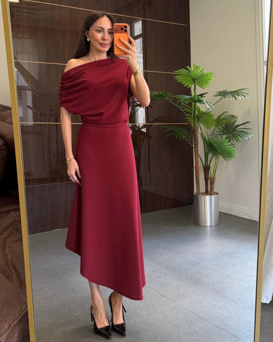 Off-Shoulder Asymmetric Dress