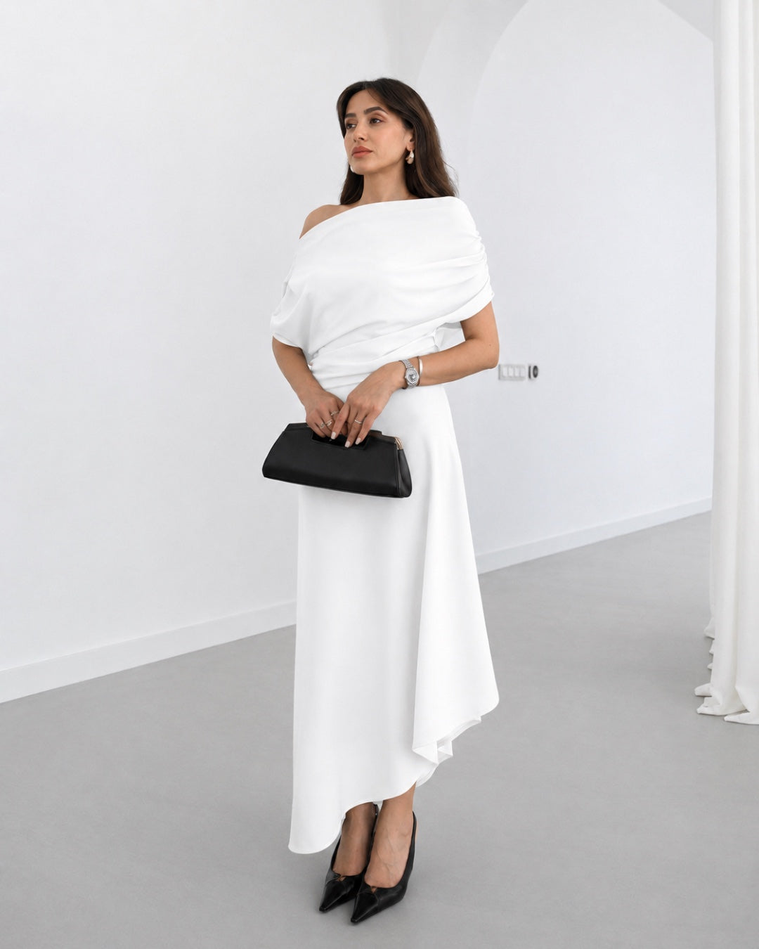 Off-Shoulder Asymmetric Dress