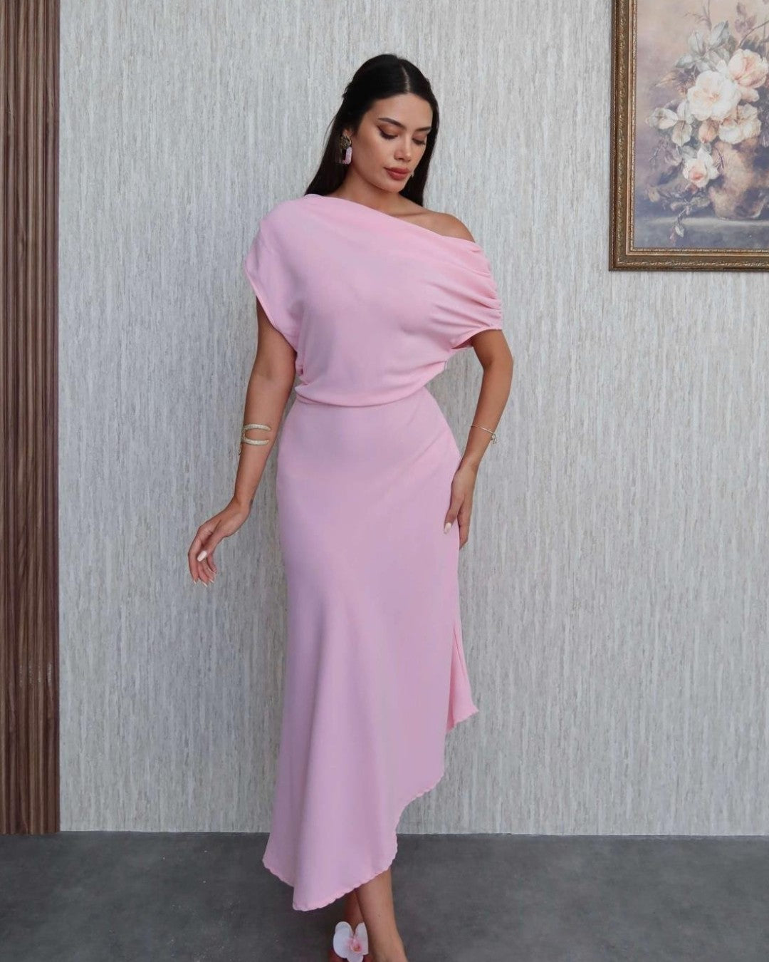 Off-Shoulder Asymmetric Dress