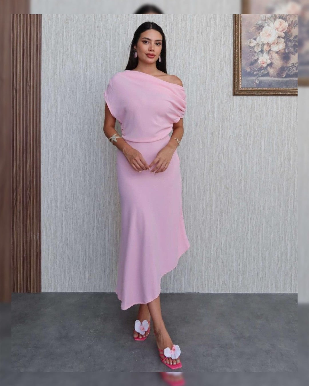 Off-Shoulder Asymmetric Dress