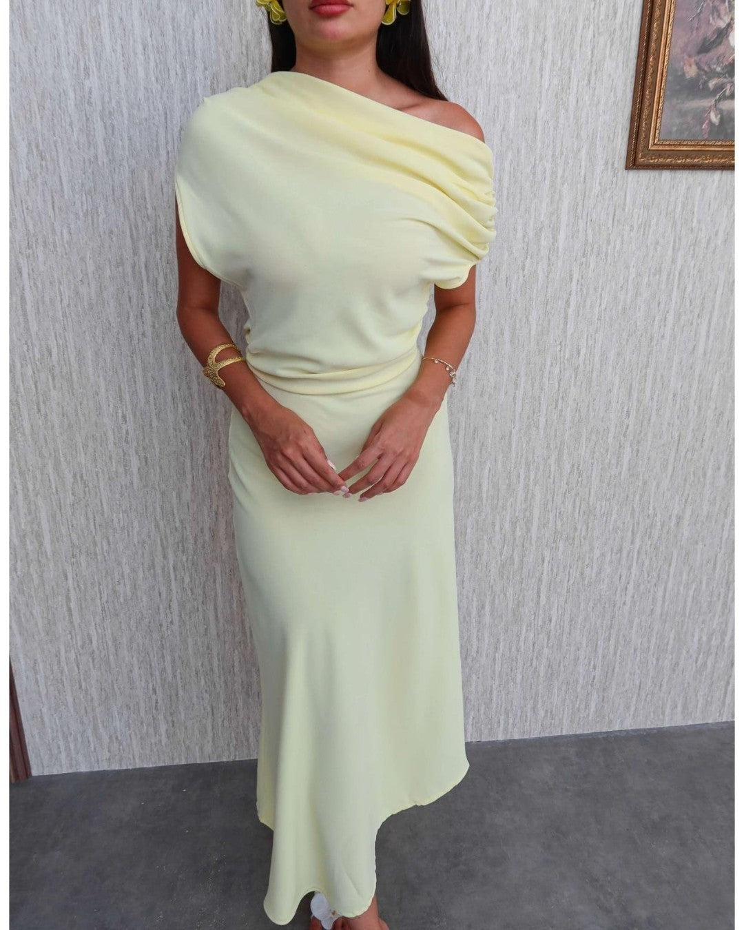 Off-Shoulder Asymmetric Dress