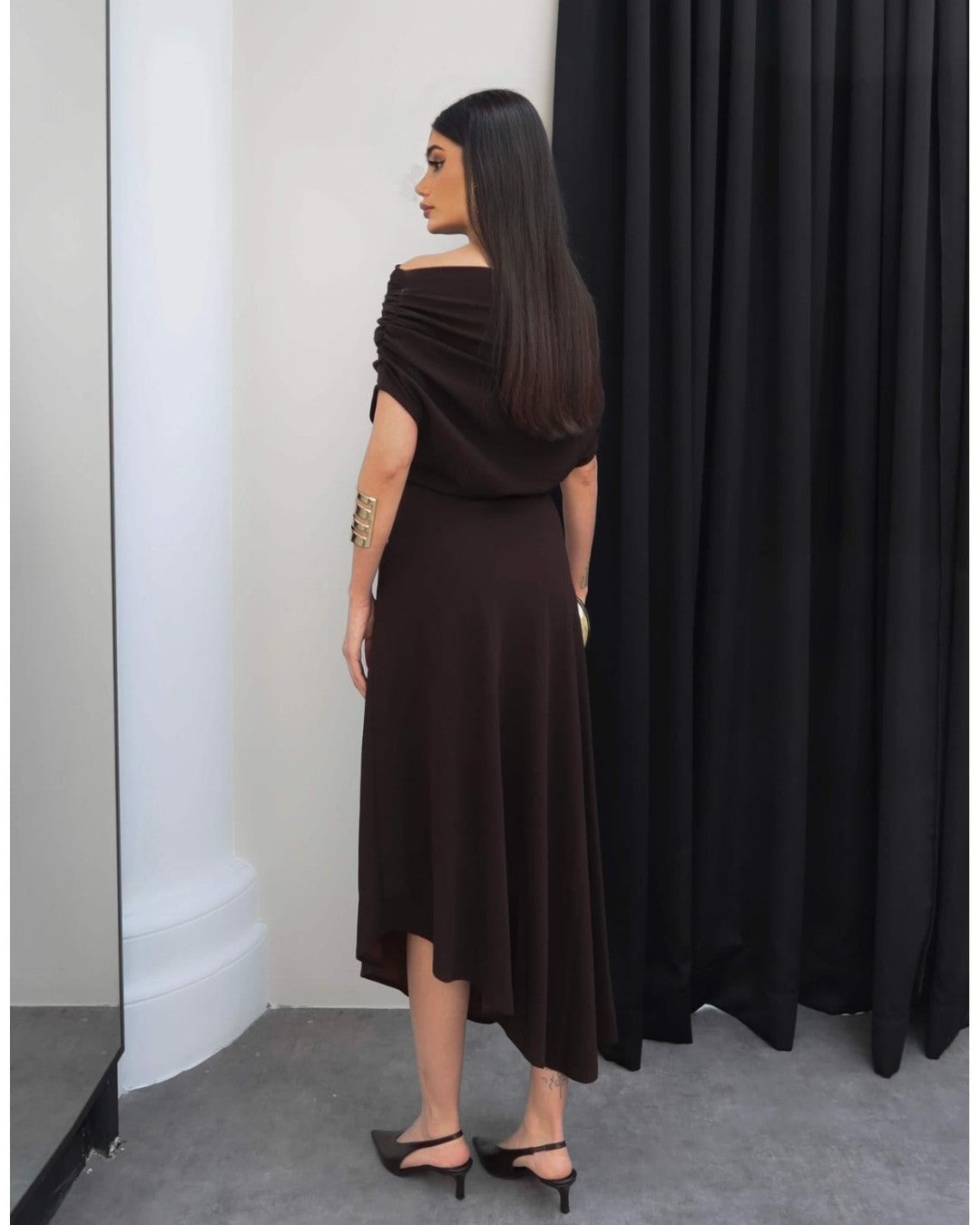 Off-Shoulder Asymmetric Dress
