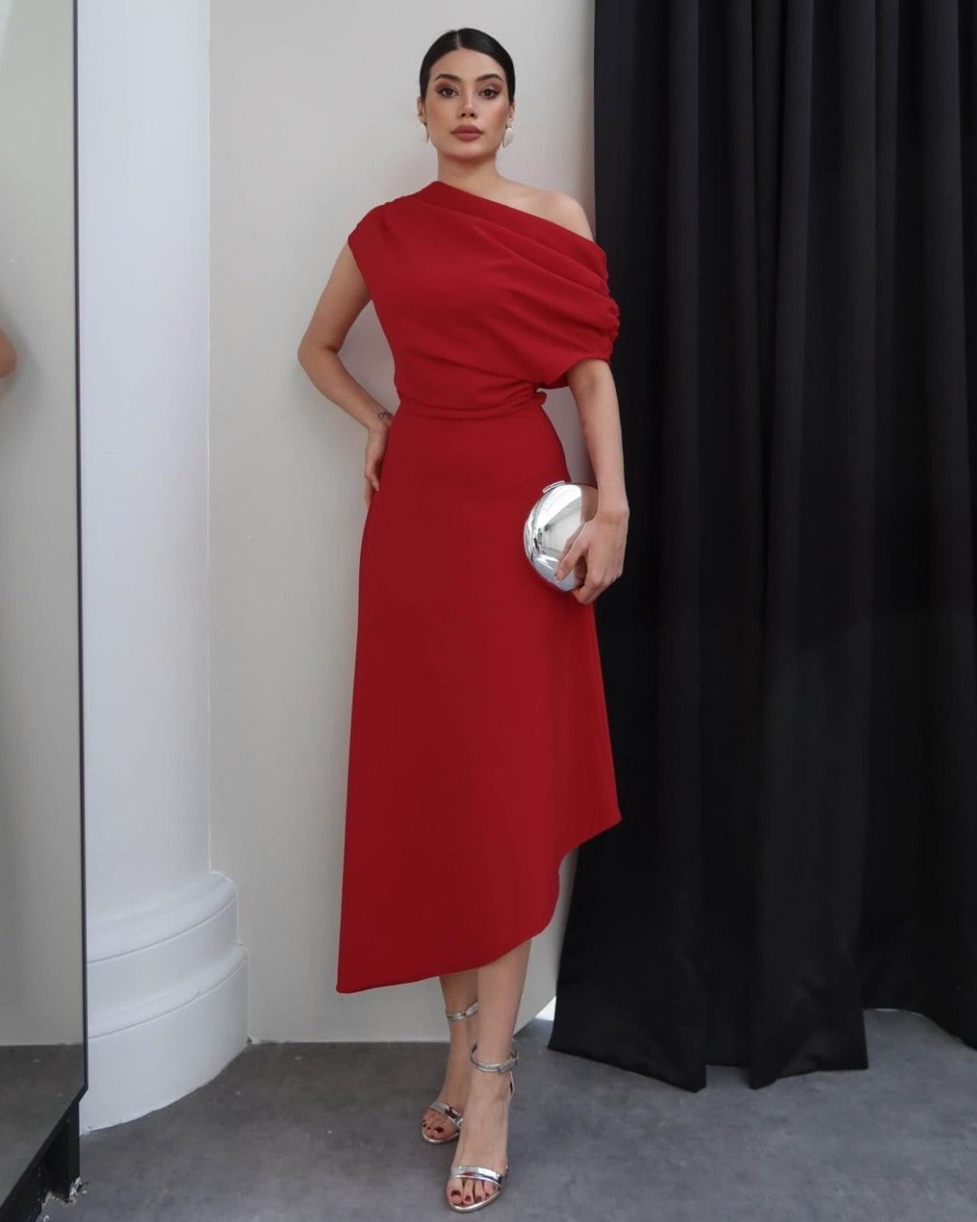 Off-Shoulder Asymmetric Dress