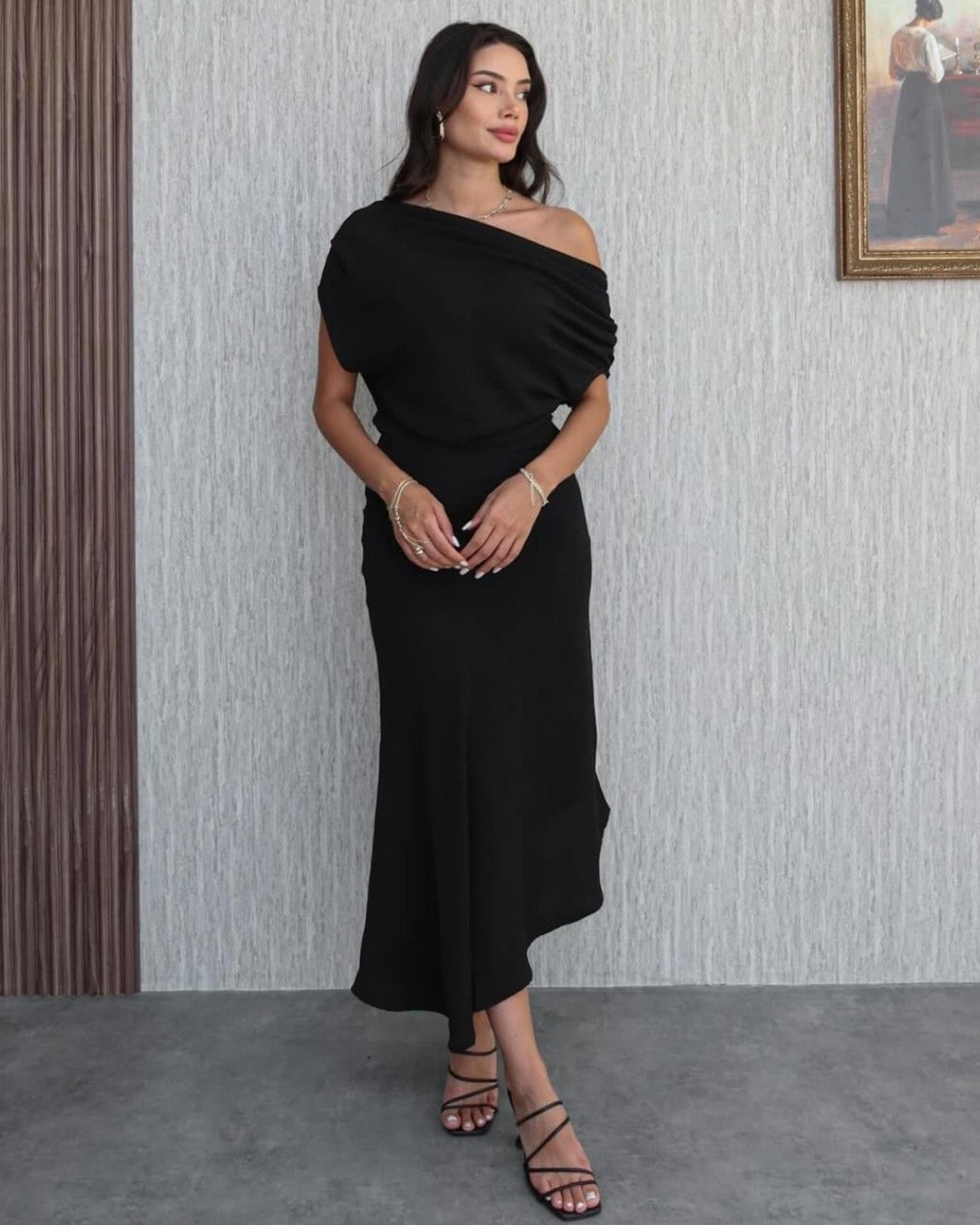 Off-Shoulder Asymmetric Dress