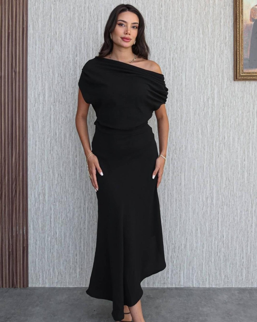 Off-Shoulder Asymmetric Dress