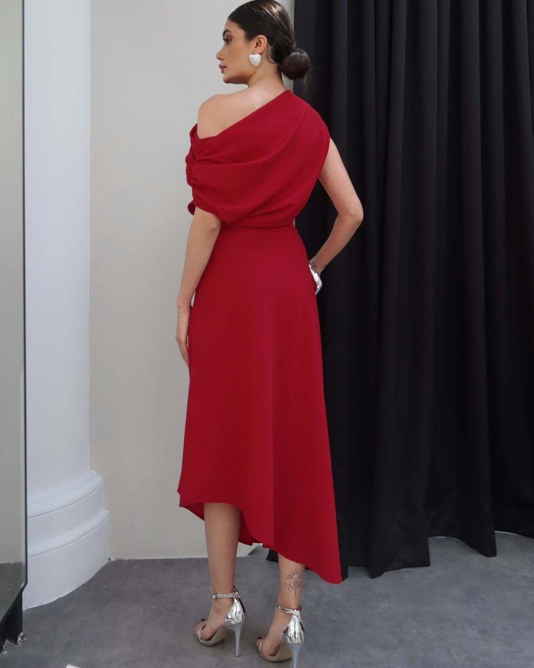 Off-Shoulder Asymmetric Dress