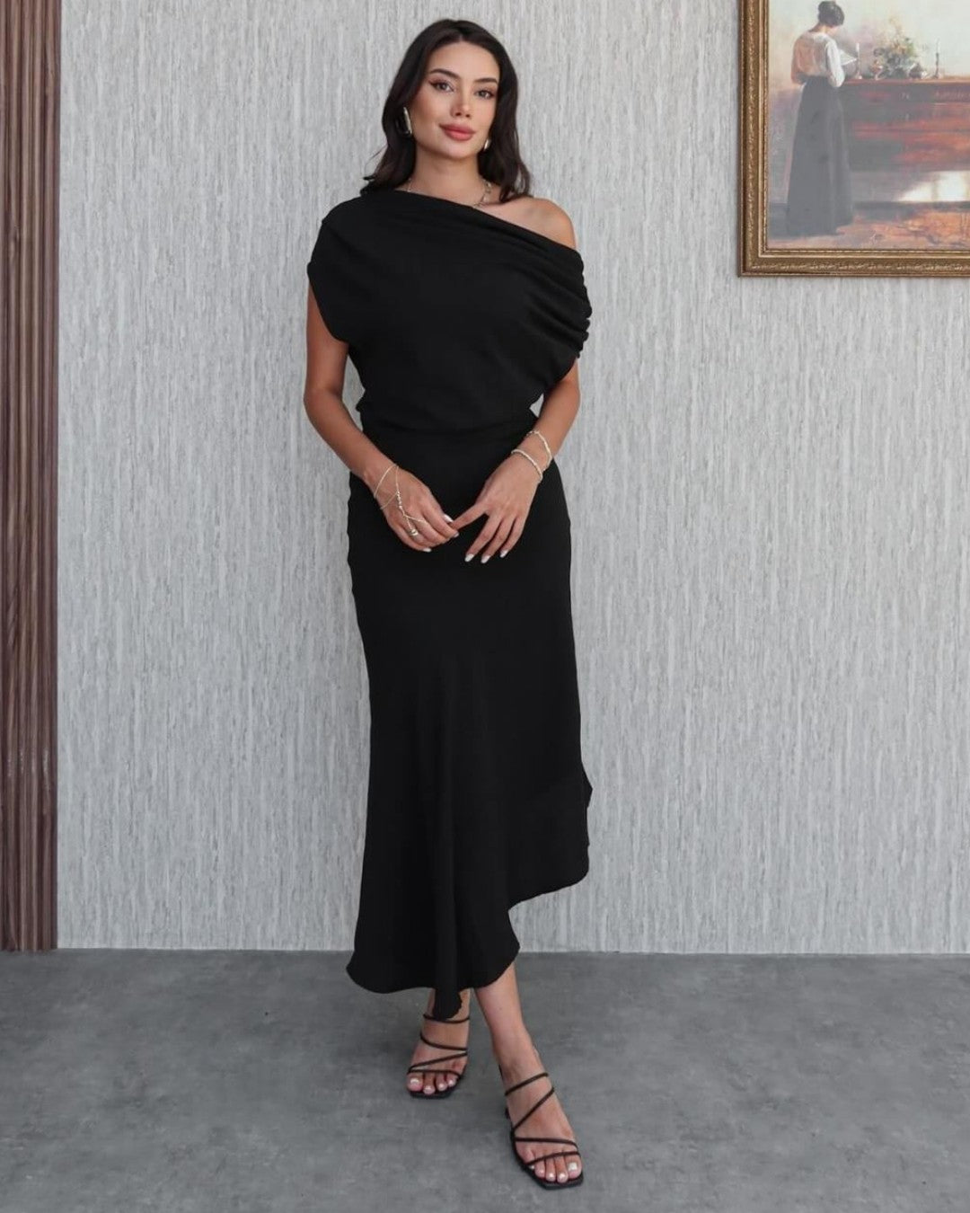 Off-Shoulder Asymmetric Dress