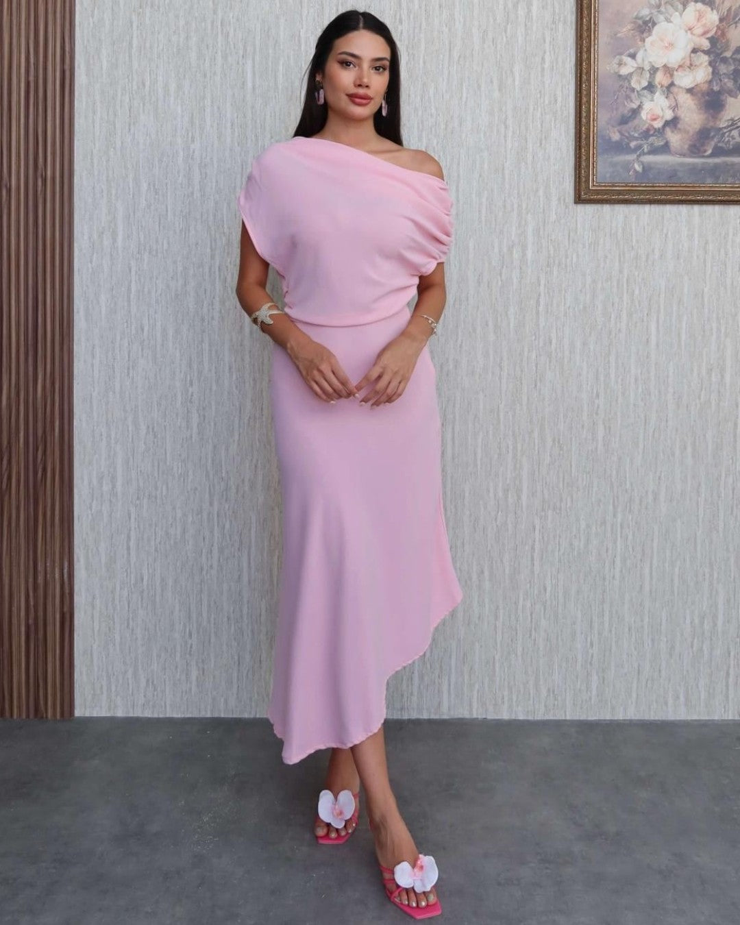 Off-Shoulder Asymmetric Dress