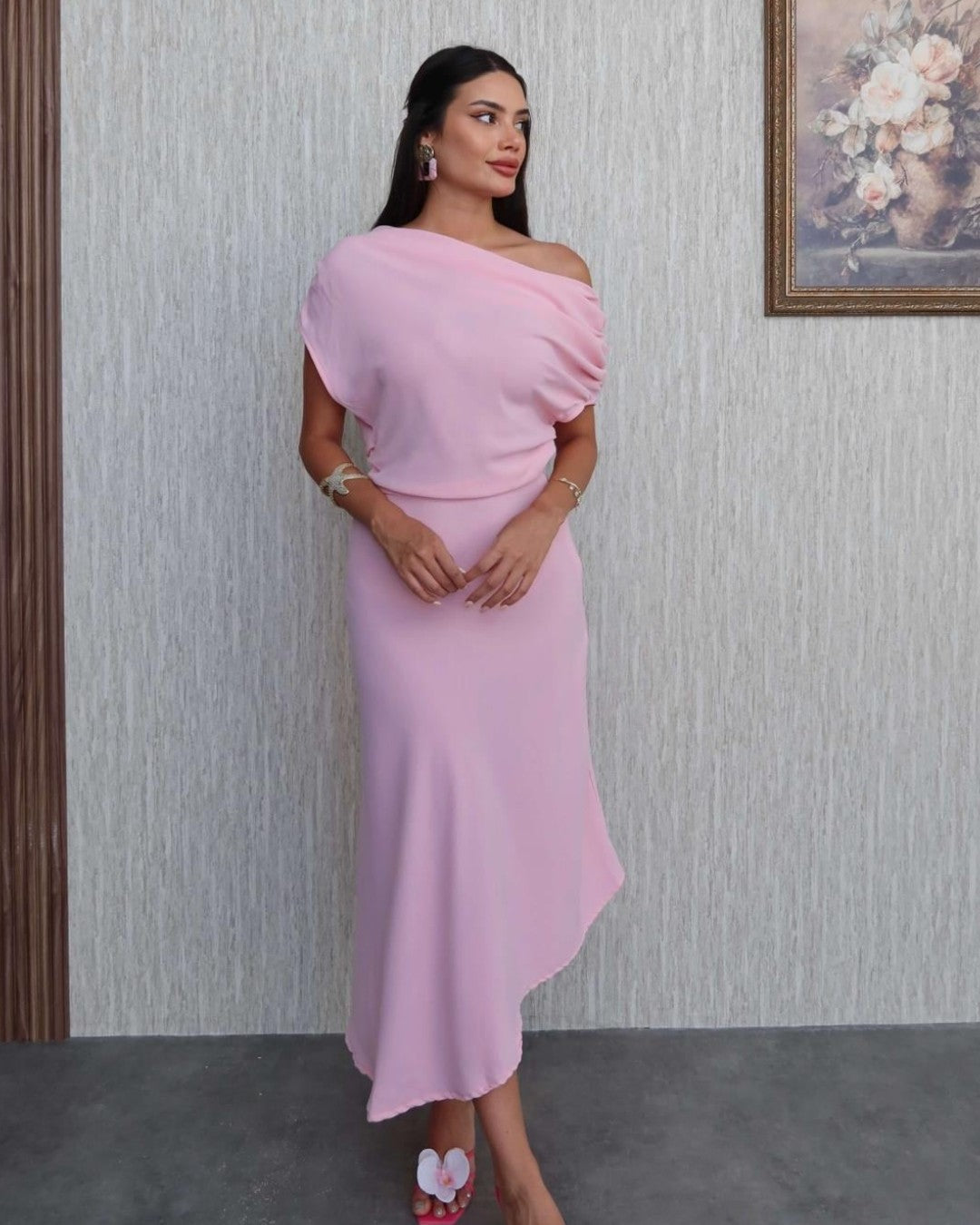 Off-Shoulder Asymmetric Dress