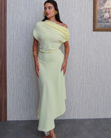 Off-Shoulder Asymmetric Dress