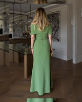Off-Shoulder Golden Dress