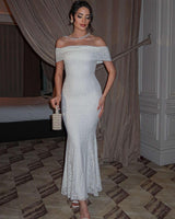 Off-Shoulder Lace Siren Gown