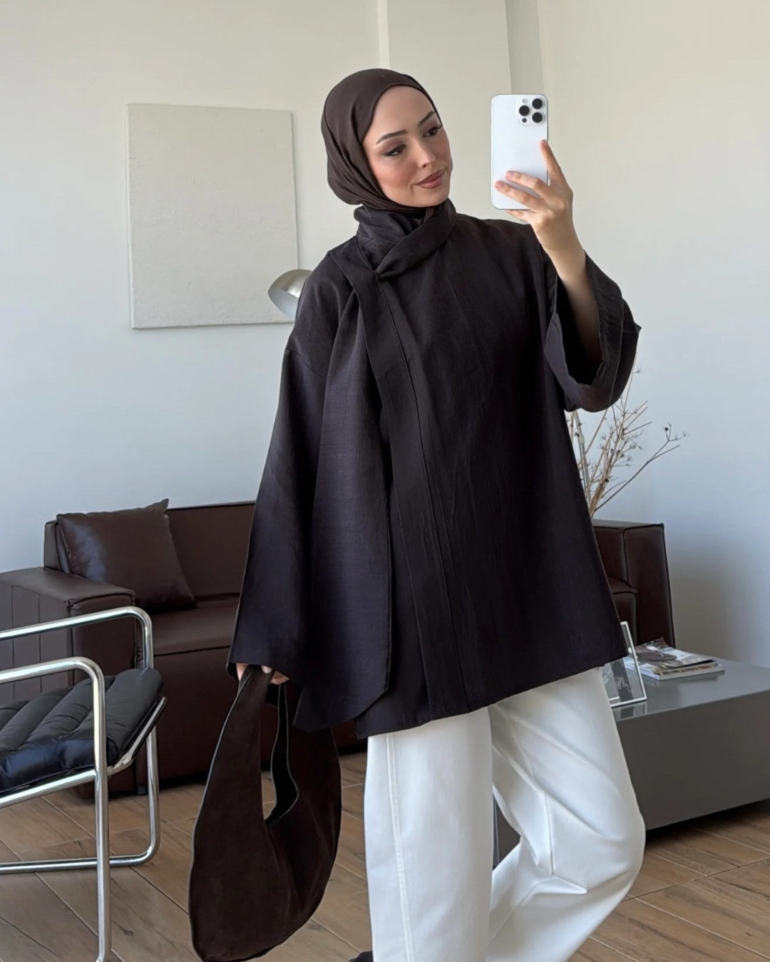 Oversized Scarf-Tie Shirt + Belt