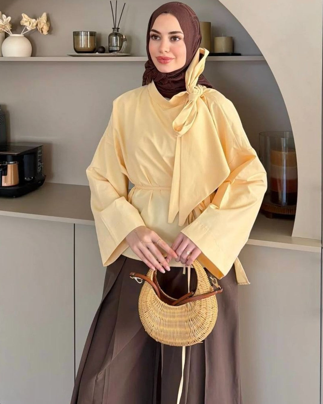 Oversized Scarf-Tie Shirt + Belt