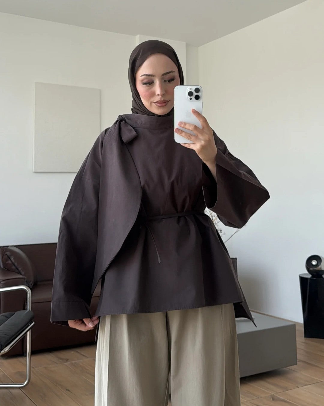 Oversized Scarf-Tie Shirt + Belt