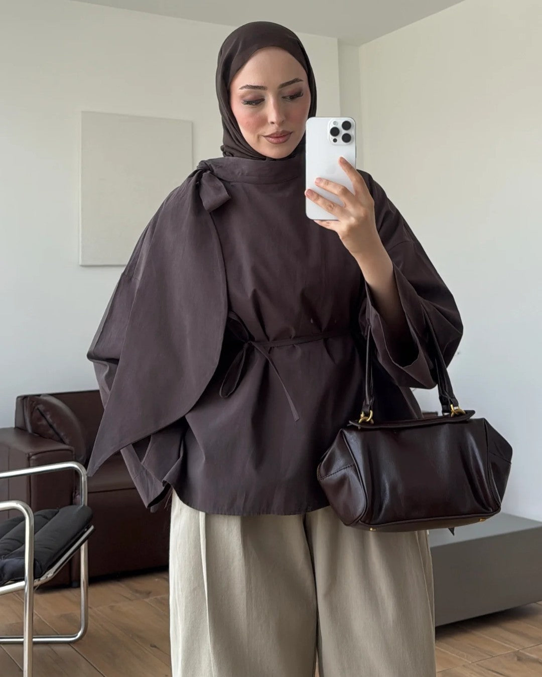 Oversized Scarf-Tie Shirt + Belt