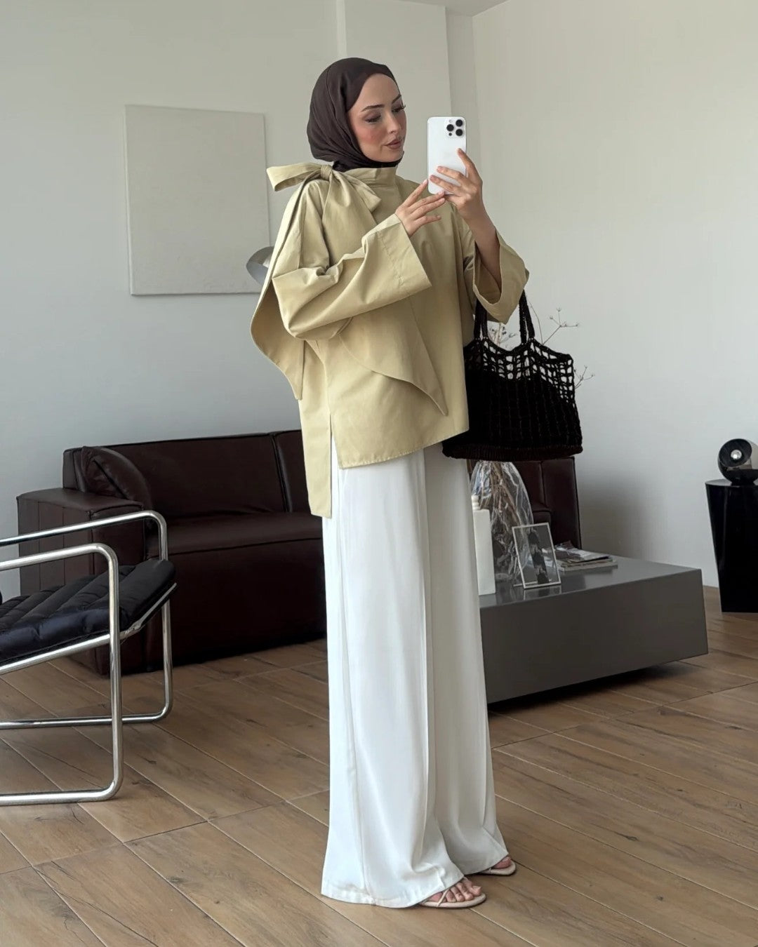 Oversized Scarf-Tie Shirt + Belt
