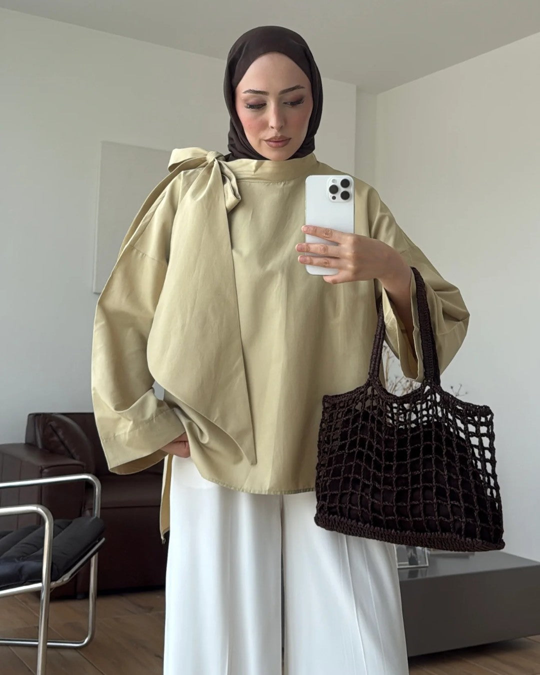 Oversized Scarf-Tie Shirt + Belt