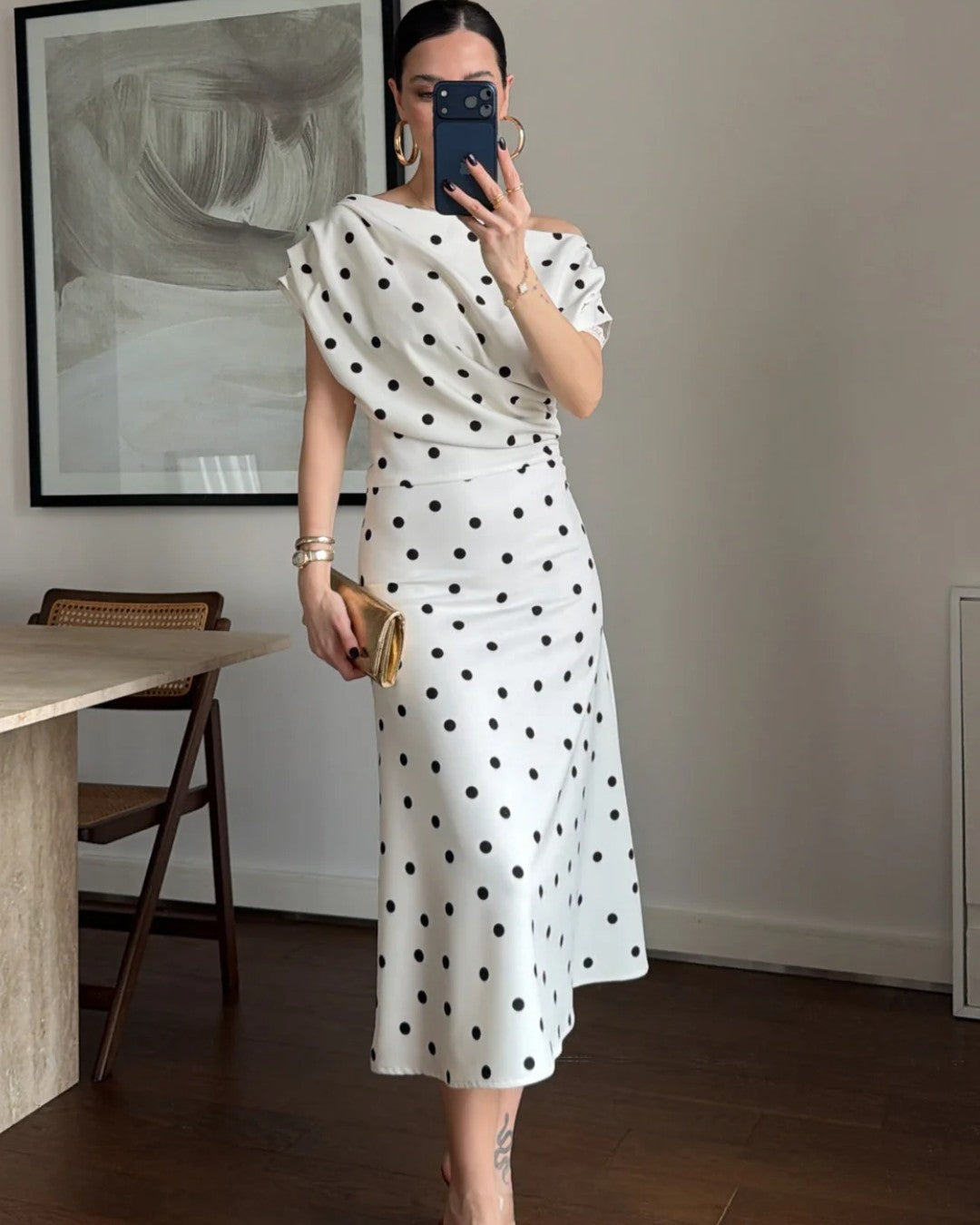 Paris Polka Silhouette Dress