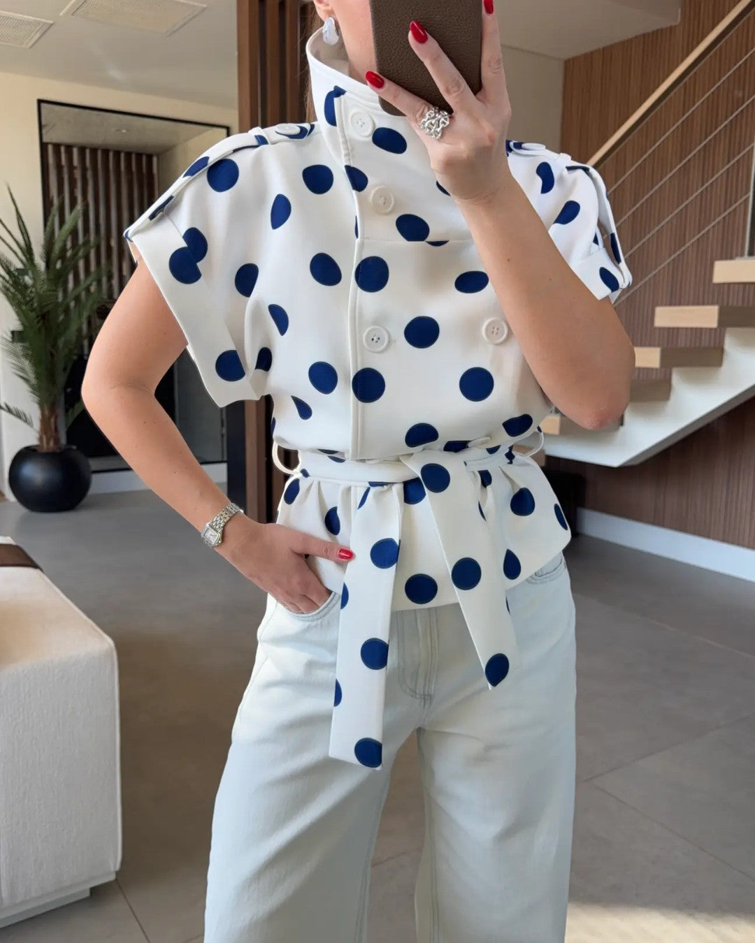 Parisian Polka Blazer Jacket+ Belt