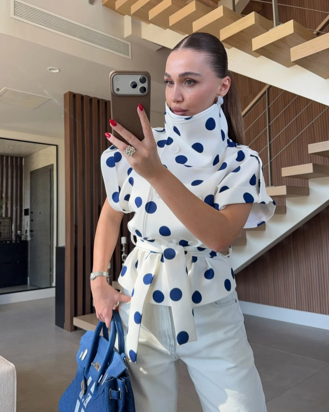 Parisian Polka Blazer Jacket+ Belt