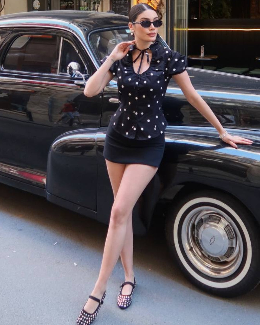Parisian Tie Neck Polka Blouse