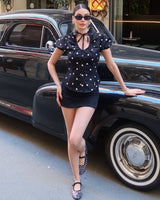 Parisian Tie Neck Polka Blouse