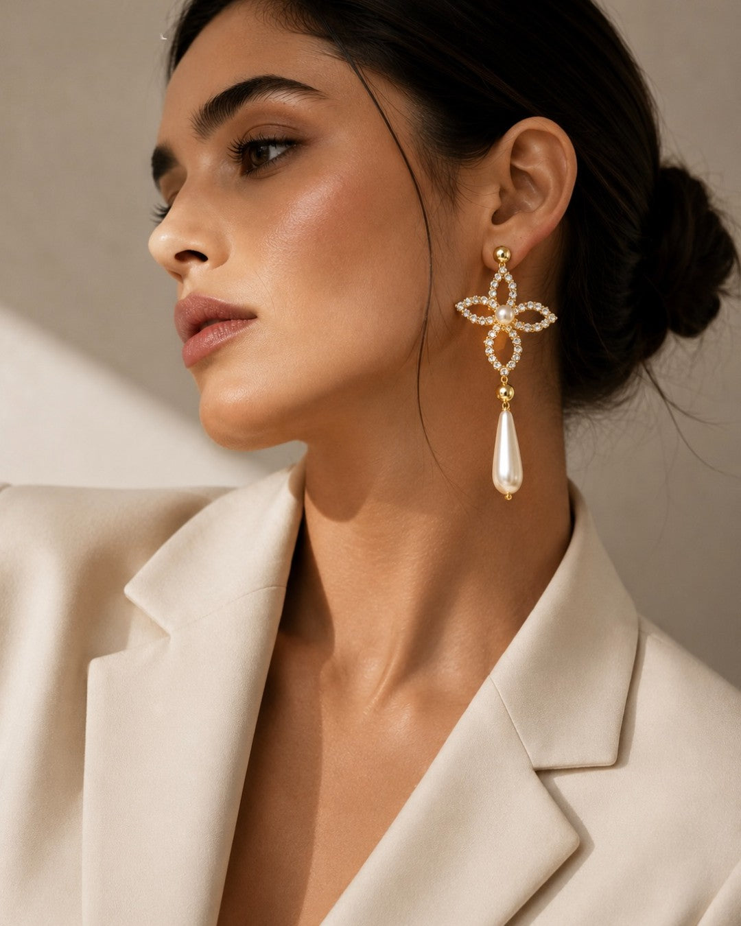 Pearl Blossom Drop Earrings