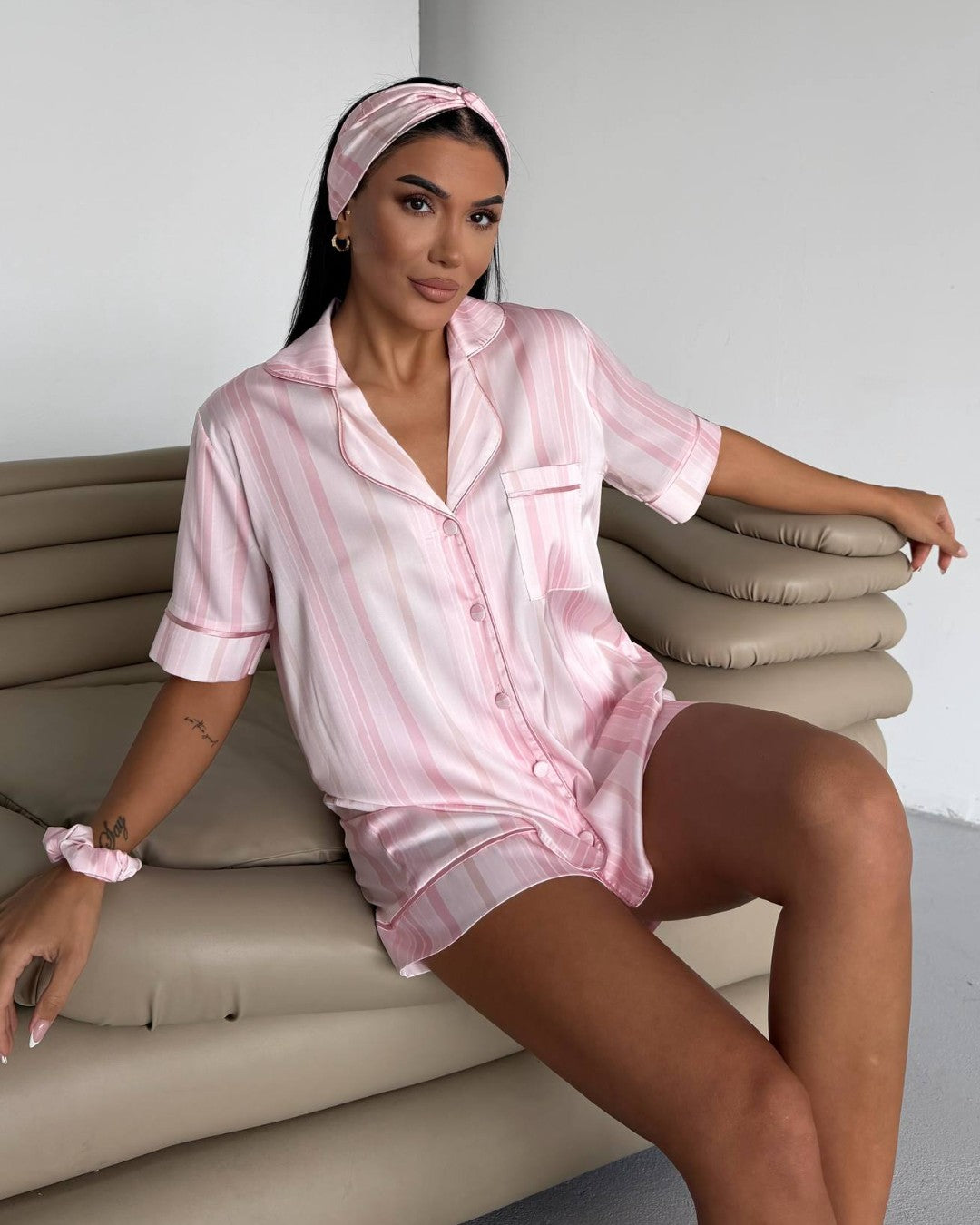 Pink Pinstripe Pajama Set