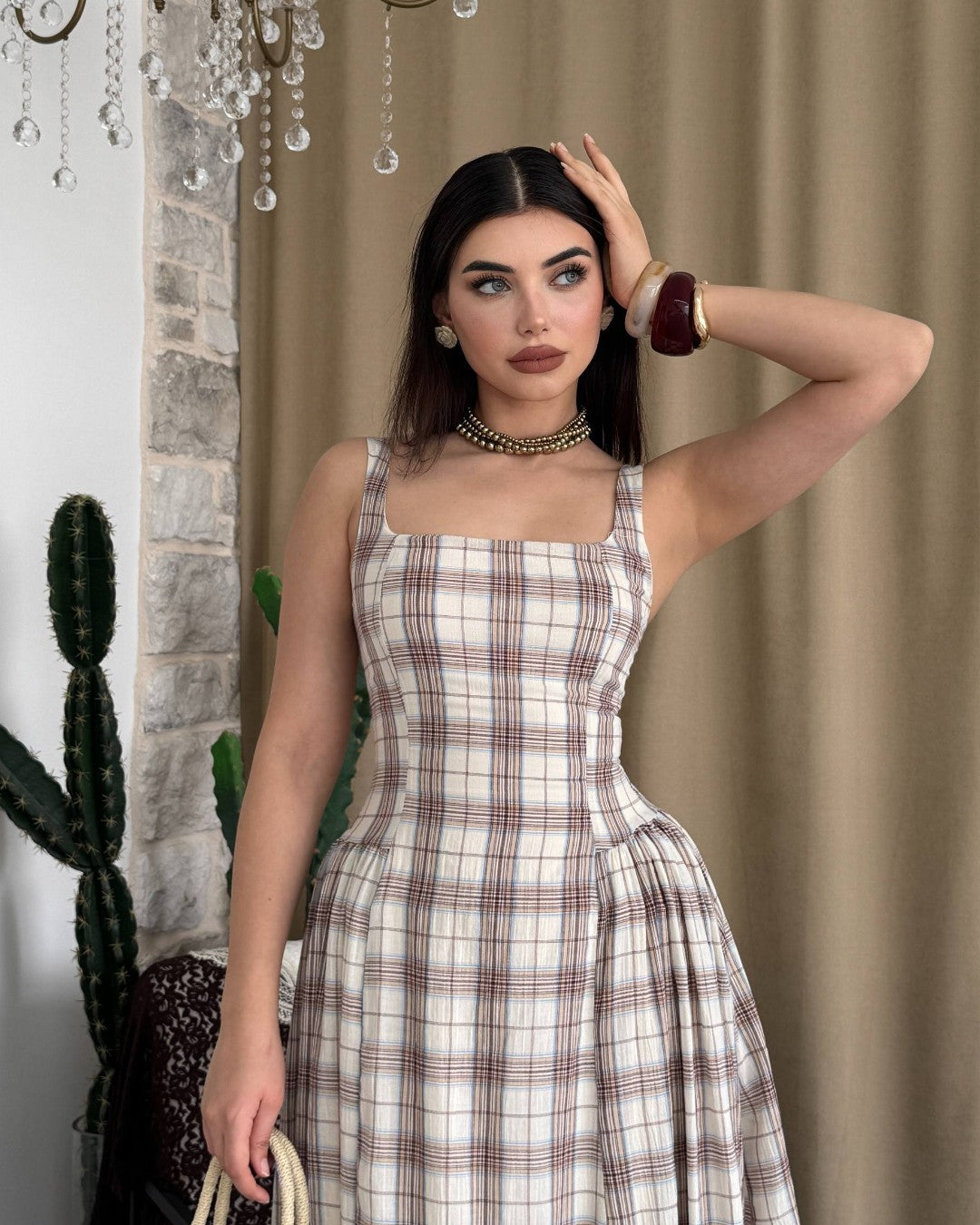 Plaid Midi Dress