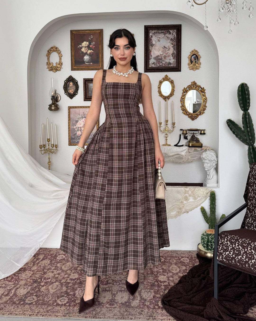 Plaid Midi Dress