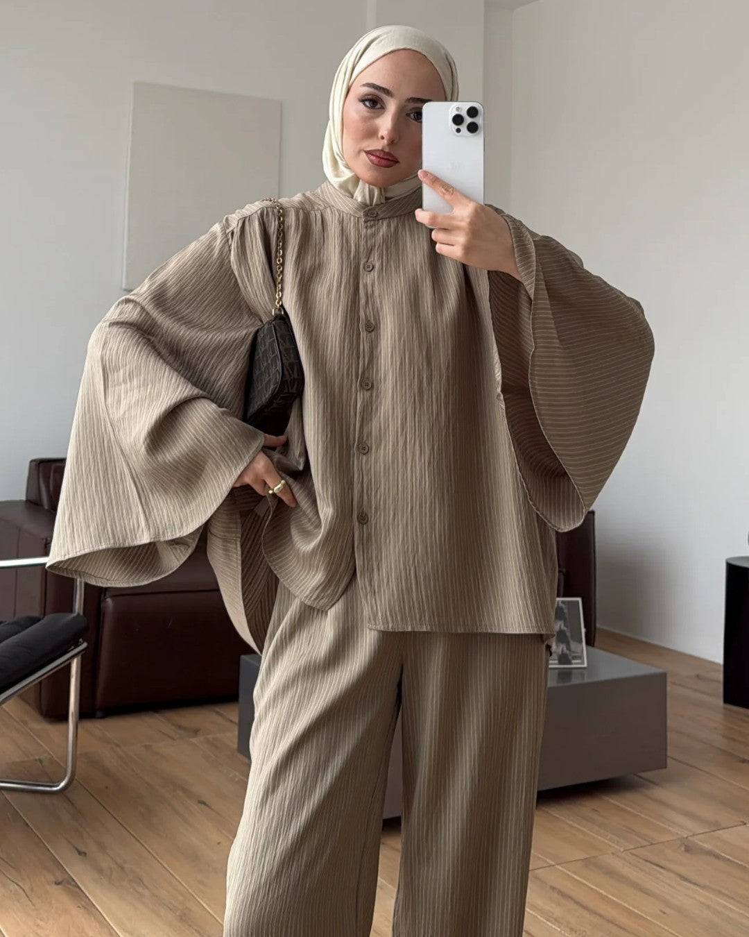 Pleated Wide-Leg Set