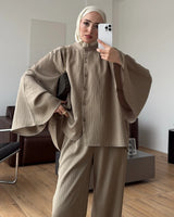 Pleated Wide-Leg Set
