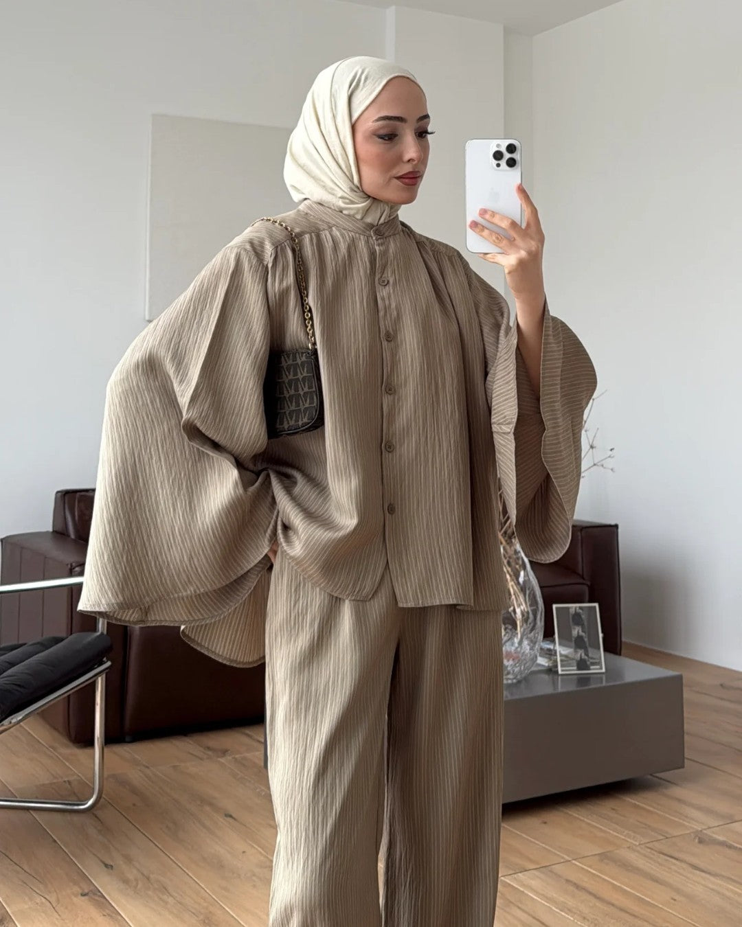 Pleated Wide-Leg Set