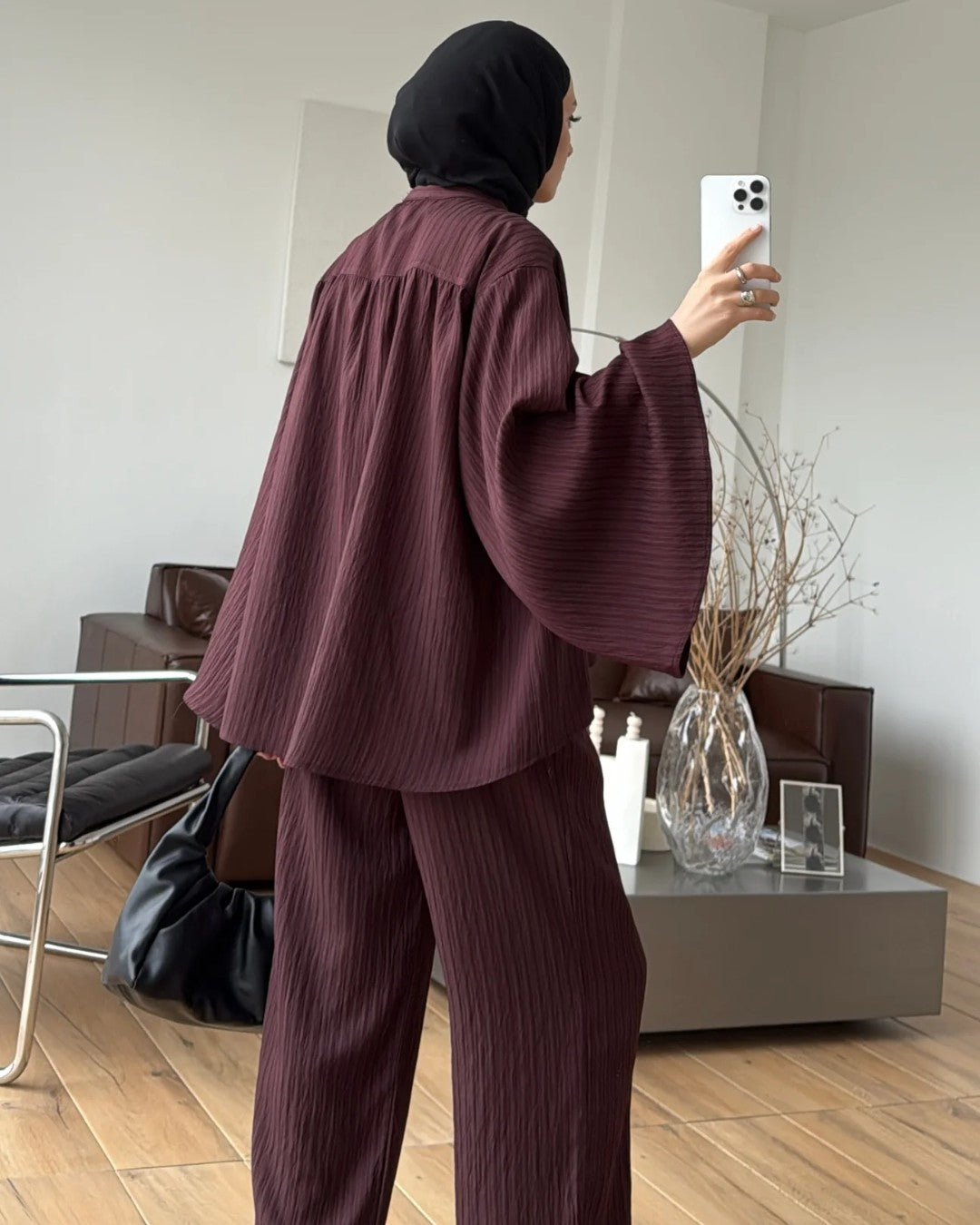 Pleated Wide-Leg Set