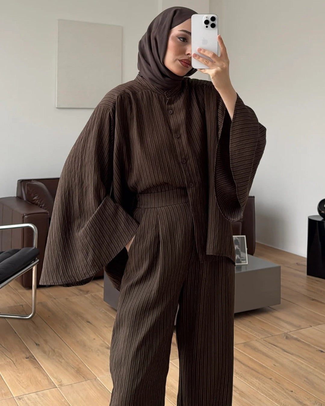 Pleated Wide-Leg Set