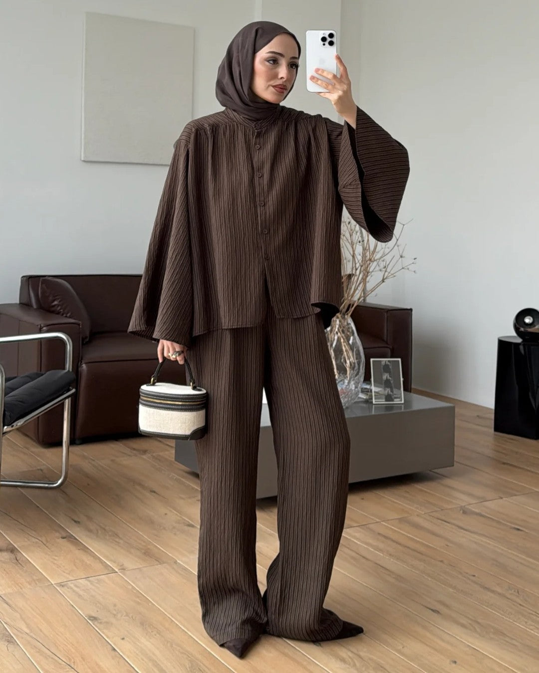 Pleated Wide-Leg Set