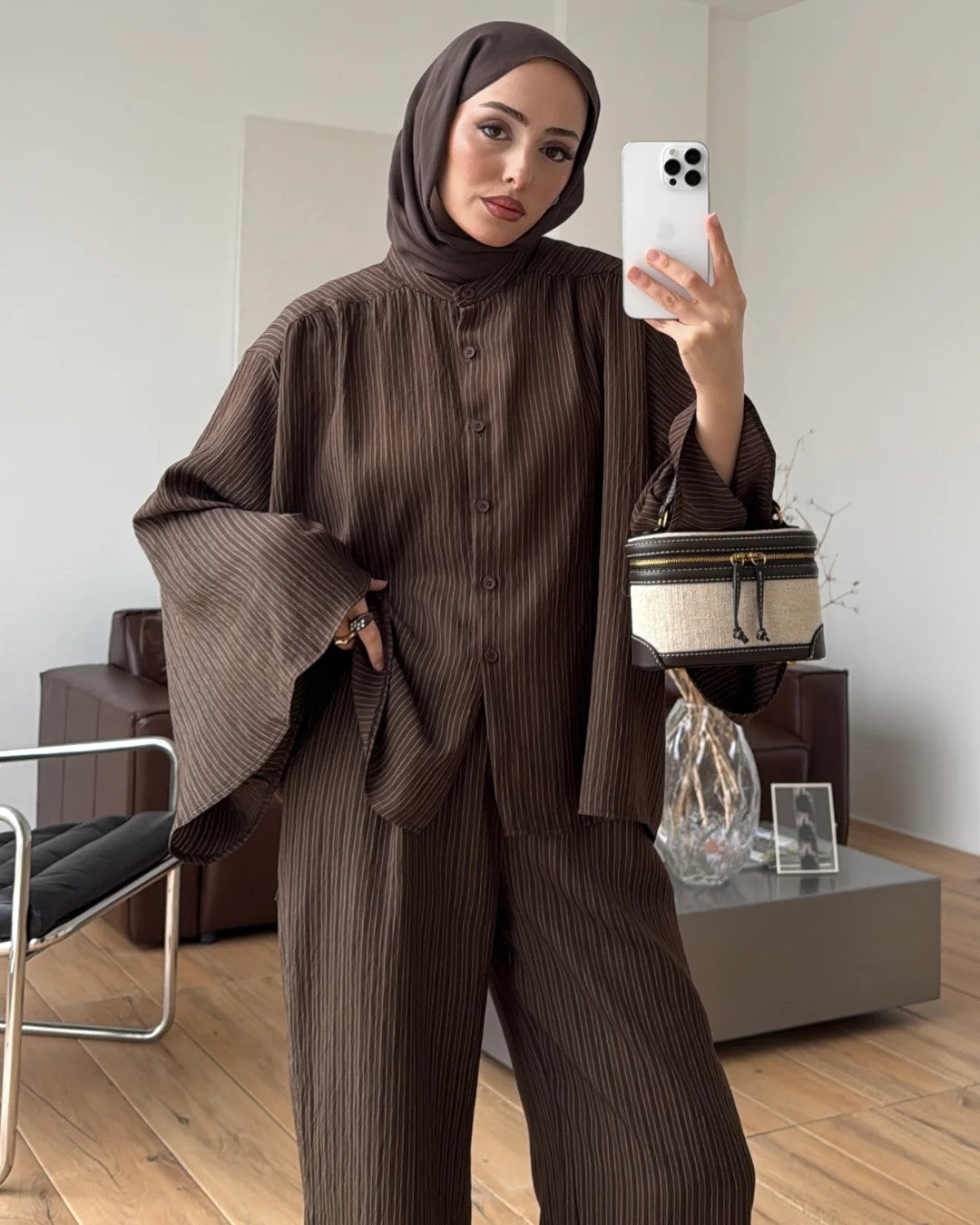 Pleated Wide-Leg Set