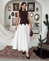 Polka Flow Contrast Dress