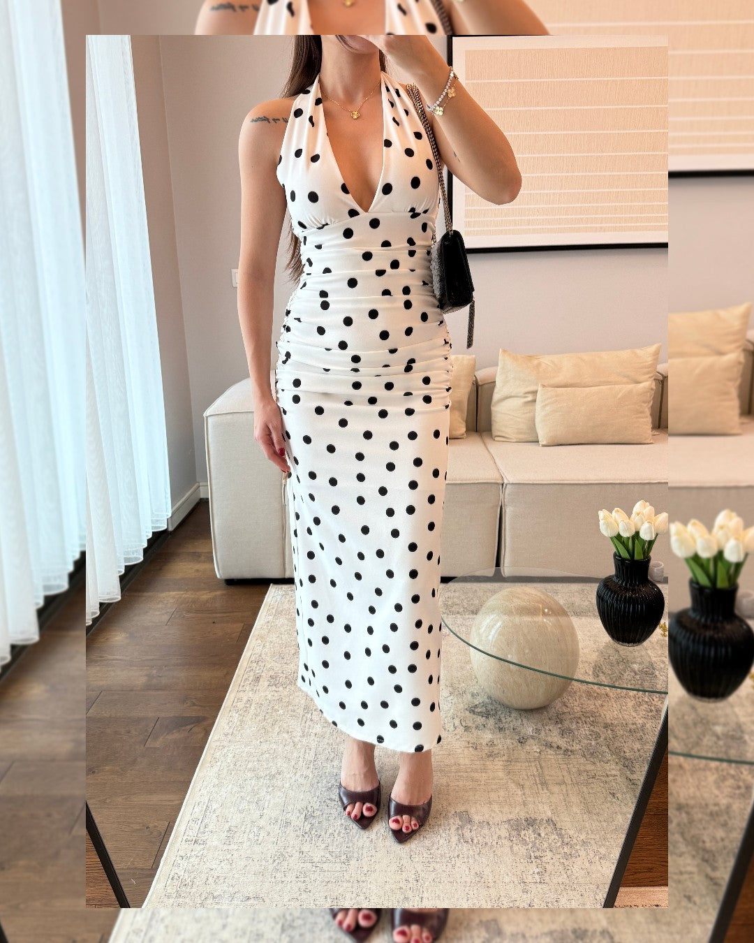 Retro Polka Midi Dress