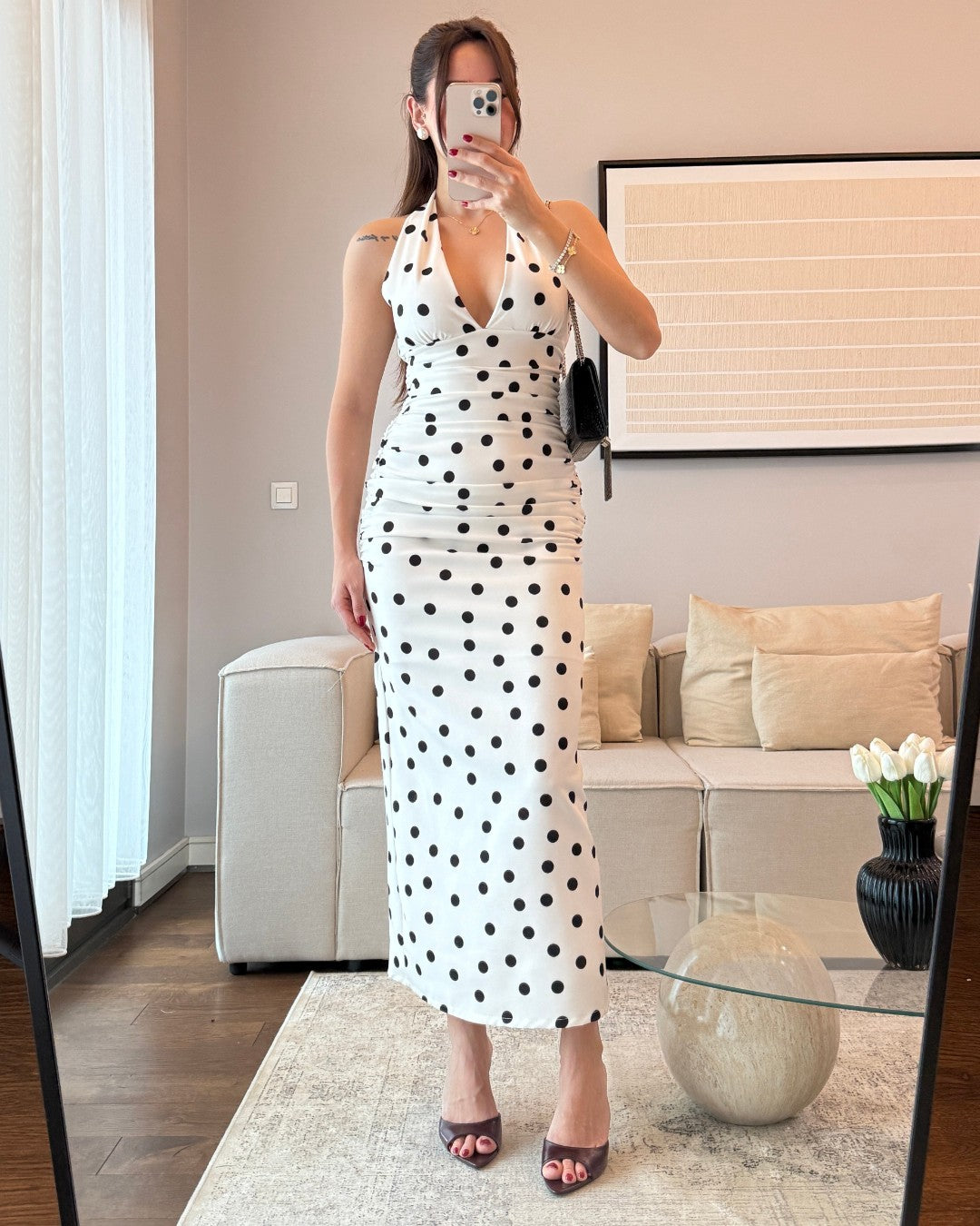 Retro Polka Midi Dress