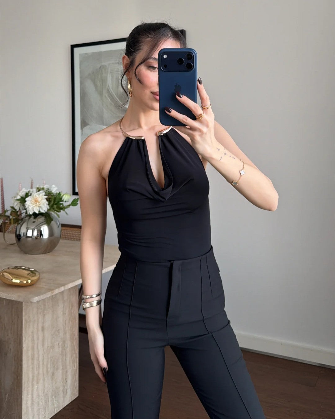 Ring Detail Halter Neck Top