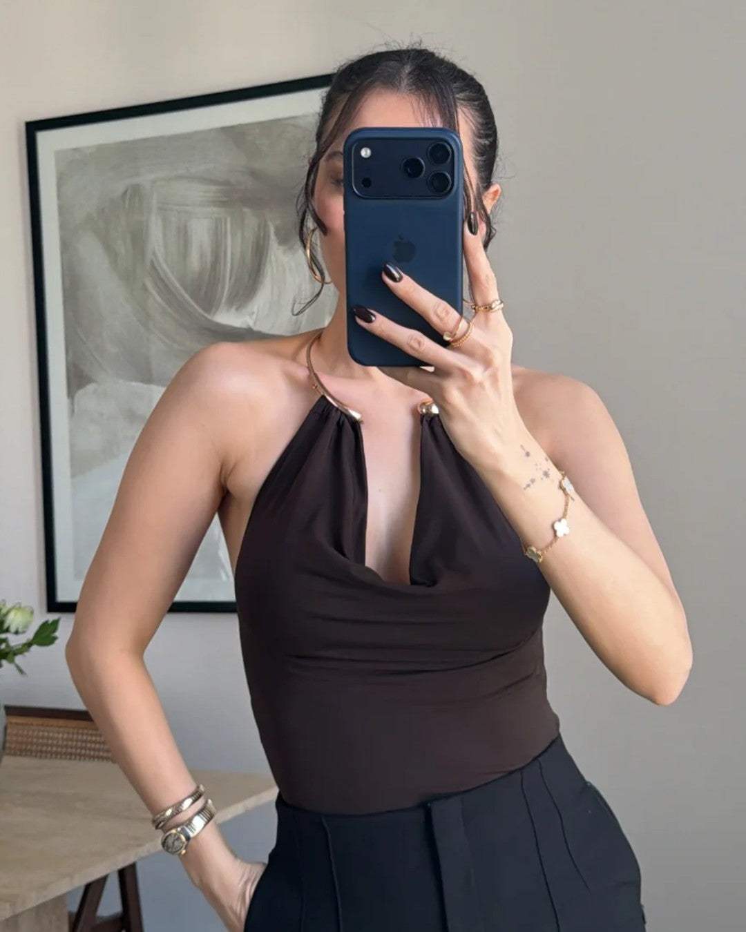 Ring Detail Halter Neck Top