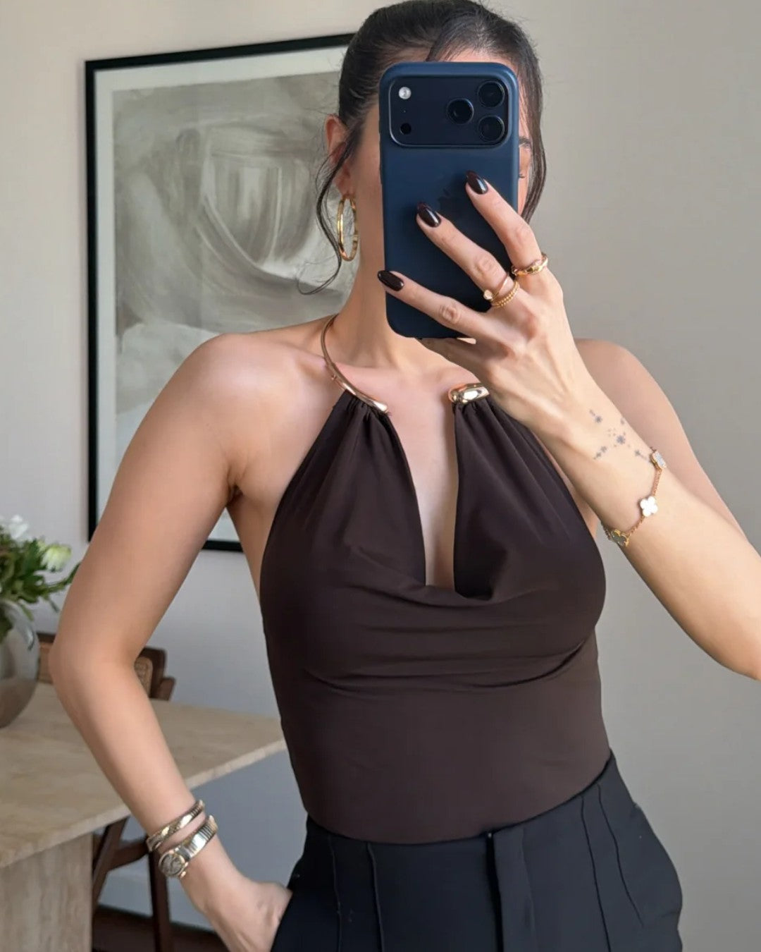 Ring Detail Halter Neck Top