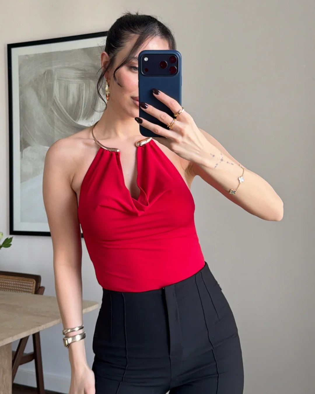 Ring Detail Halter Neck Top