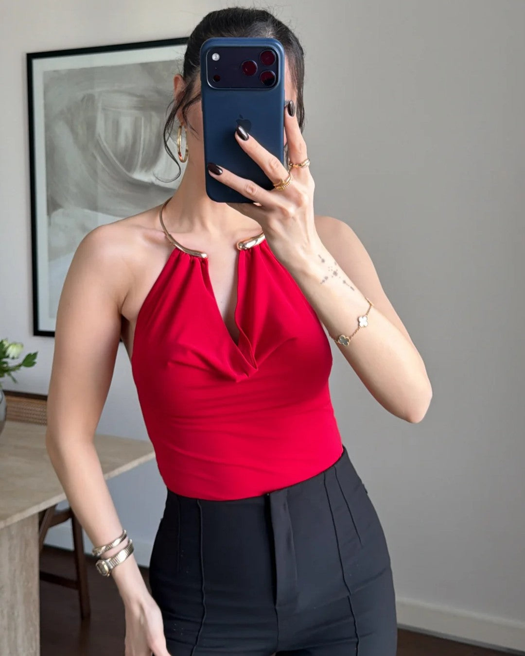Ring Detail Halter Neck Top