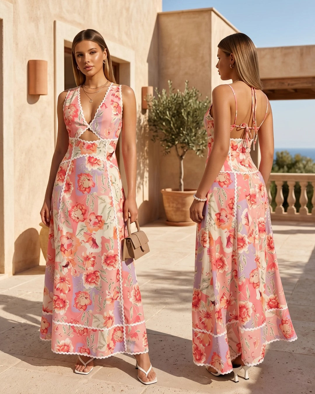 Rosé Riviera Maxi Dress