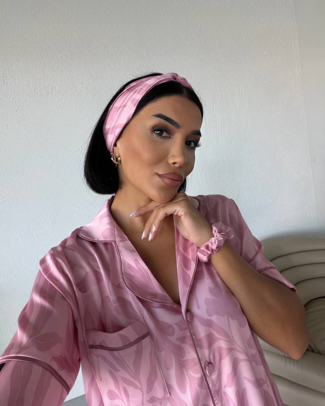 Rosé Satin Pajama