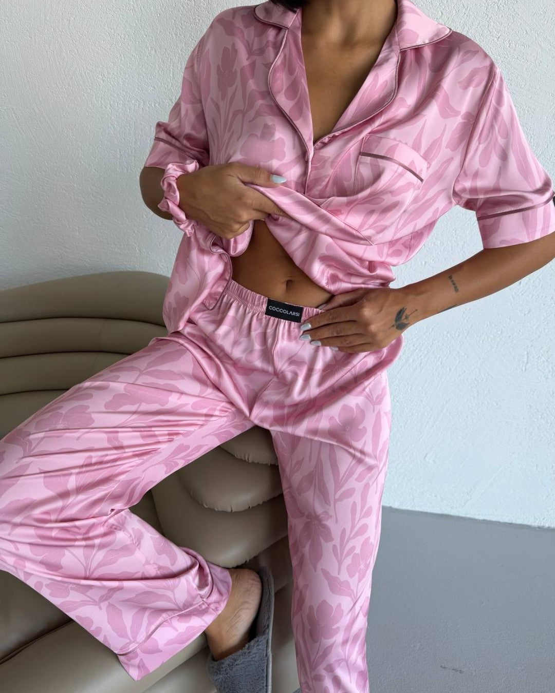 Rosé Satin Pajama