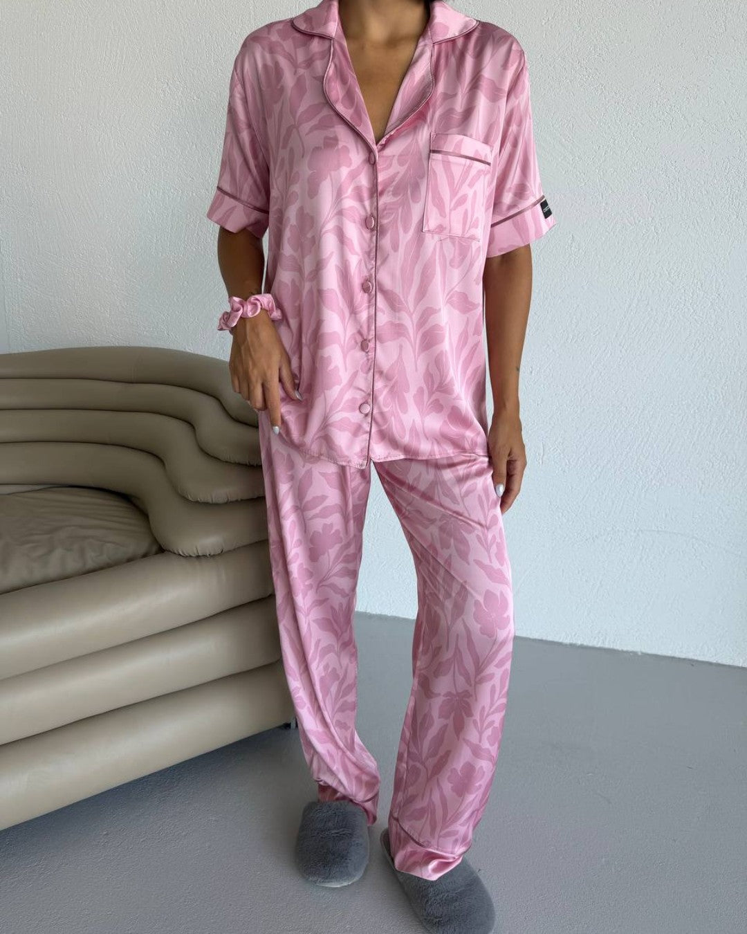 Rosé Satin Pajama